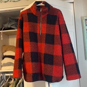 Zesica Women’s Plaid Long Sleeve Sherpa Fleece Sweatshirt Pullover Jacket